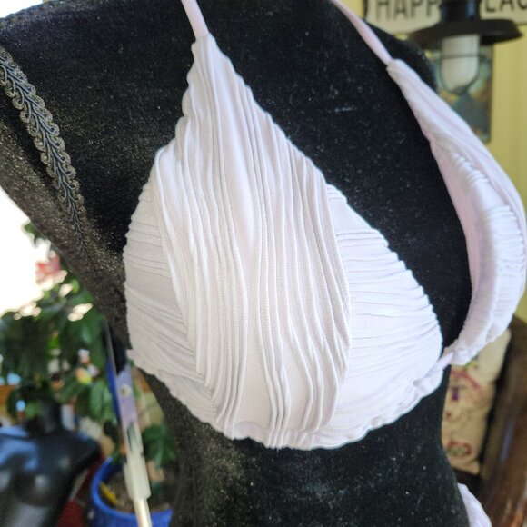 BRAND NEW! Shirred Ribbed Bikini Tie Bikini Set, Lilac Purple XL - Picture 2 of 12